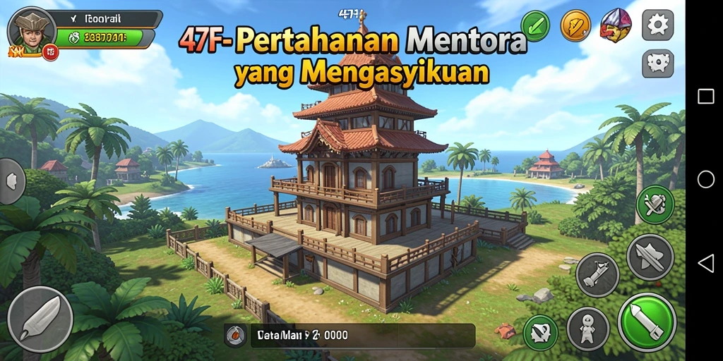 Tampilan gameplay menara yang intens dan strategis di 47F.