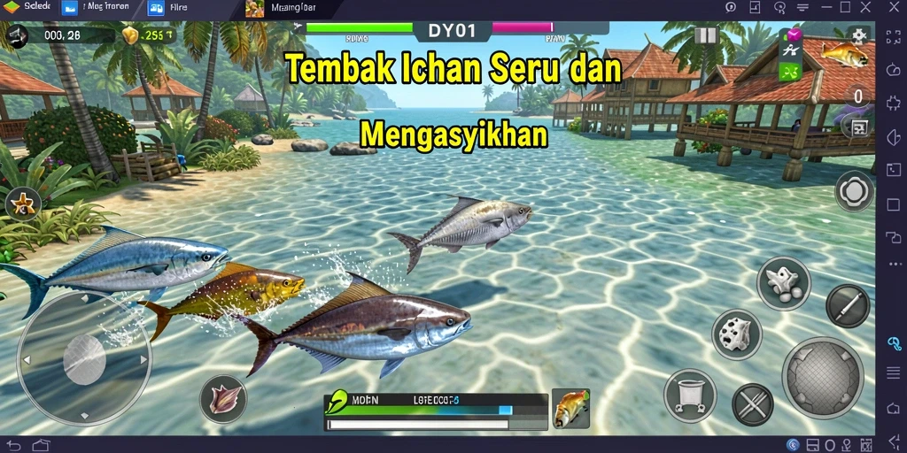 Tampilan gameplay seru di DY01 dengan aksi Tembak Ikan.