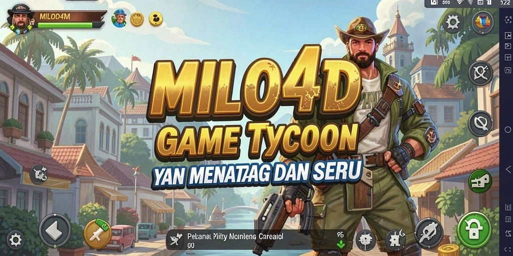 Tangkapan layar utama MILO4D menampilkan antarmuka gameplay Tycoon yang menarik.