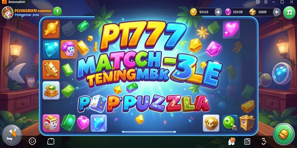 Tampilan gameplay seru dalam PT777 dengan elemen Match-3.
