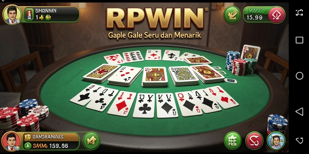 Tampilan gameplay RPWIN yang seru dan interaktif dalam permainan Gaple.