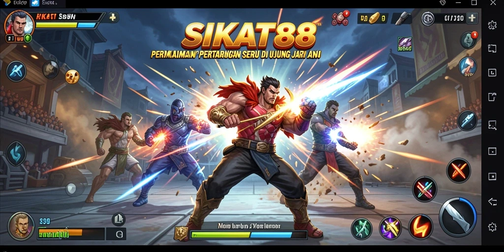 Tangkapan layar SIKAT88 menampilkan aksi pertarungan yang mendebarkan dan karakter yang menarik.